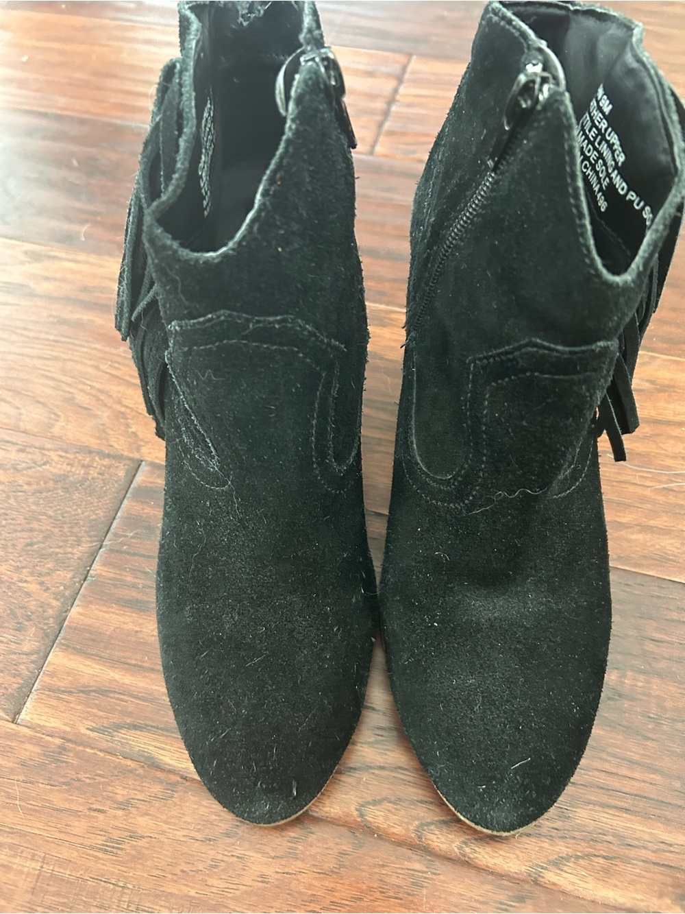 Steve Madden Black Suede Fringe Ankle Booties